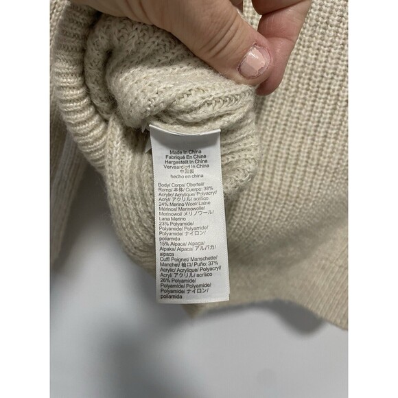 J. Crew Women's Cropped Puff-Sleeve Turtleneck Sweater Size L Alpaca Blend Soft - Picture 7 of 9